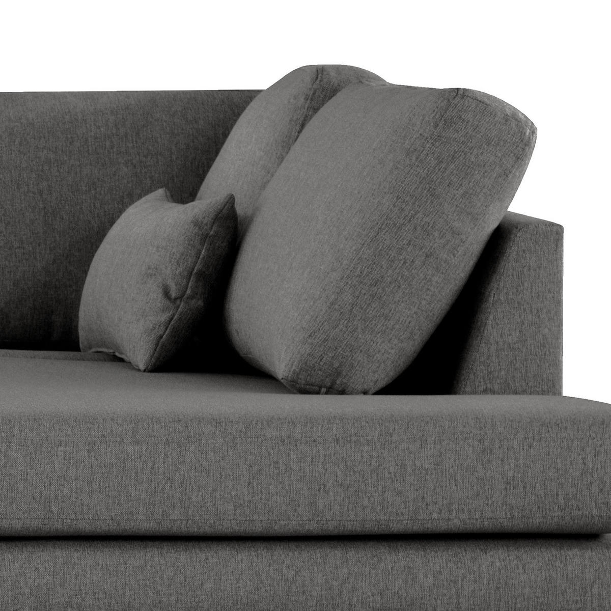 ECKSOFA mit Ottomane - Eichefarben/Dunkelgrau, Eichenholz/Textil (287/219cm) - home24