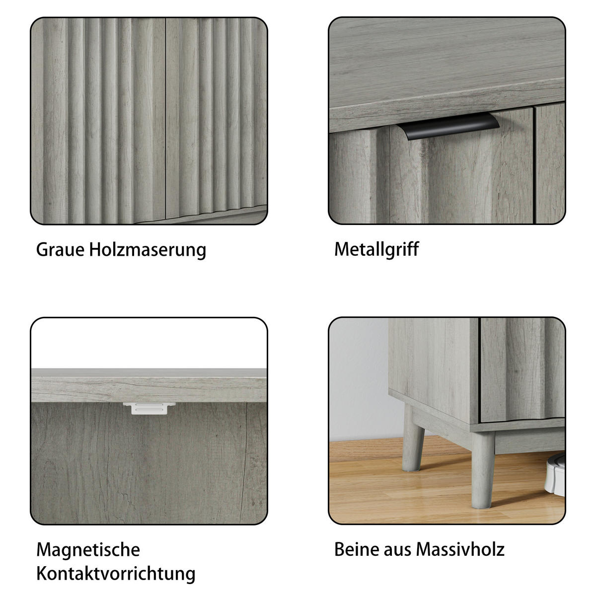 KOMMODE Grau 80/39.80/85.80 cm - Grau, Holzwerkstoff (39.8/85.8/80cm) - Urban Meuble