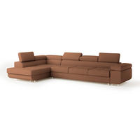 ECKSOFA VICENTE Kupferfarben Boucle-Stoff mit Schlaffunktion - Kupferfarben, Holz (346/202cm) - MASSENO