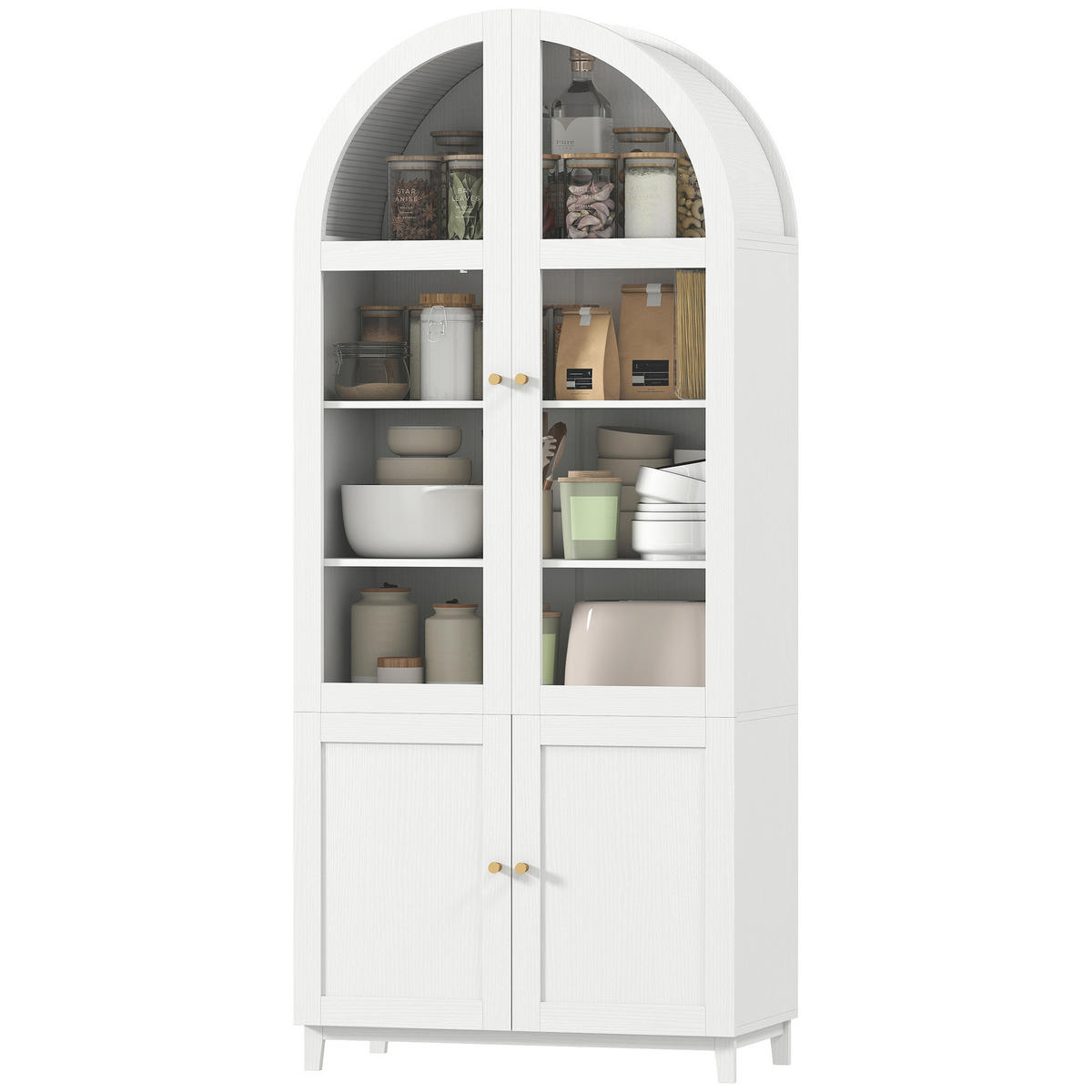 HIGHBOARD DE-11336 Vitrine mit 2 Acryltüren & verstellbaren Böden Weiß - Weiß, Holzwerkstoff (40/180/78cm) - ComfortXL