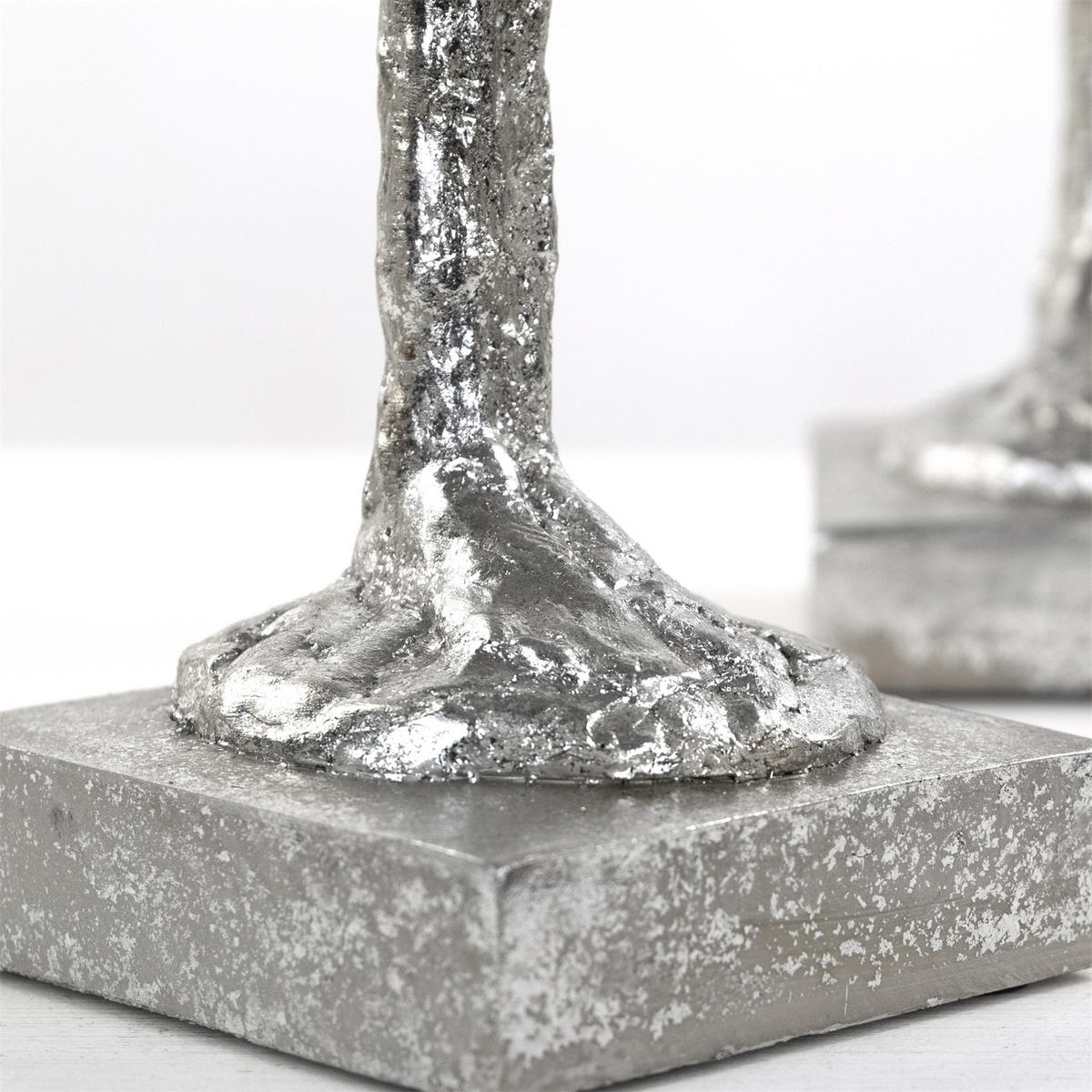 SKULPTUR-SET Millenium 2-teilig Poly-Kunststein silber - Silberfarben, Kunststoff (11/59/11cm) - DESIGN DELIGHTS