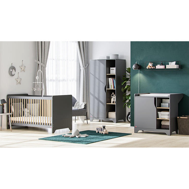 SOBA ZA BEBE 3-dijelni Sivo i drvo - siva, drvni materijal (88.5/189.5/52cm) - Petits-meubles