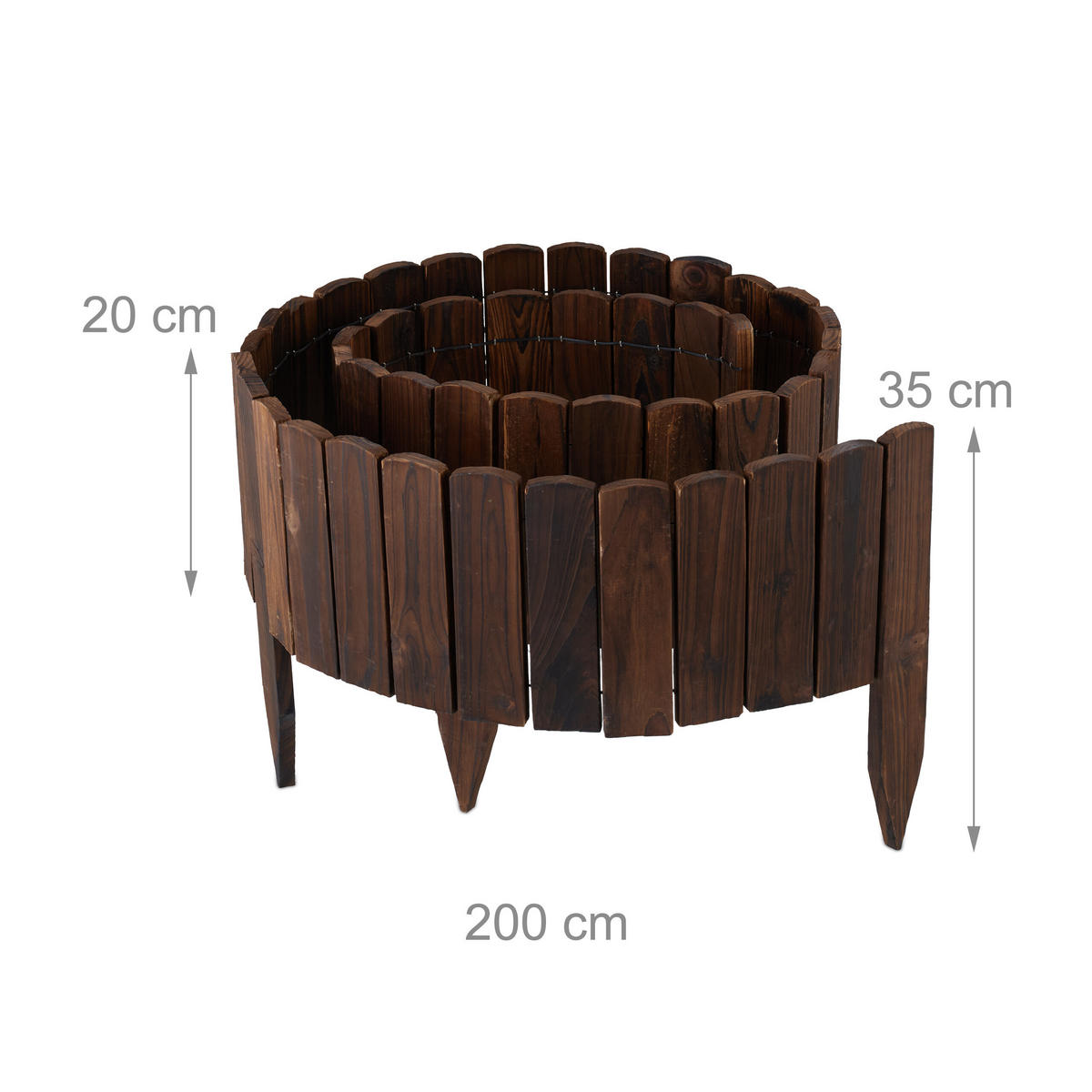 OKRAJ záhona - tmavohnedá, drevo (200/35/1cm) - Relaxdays
