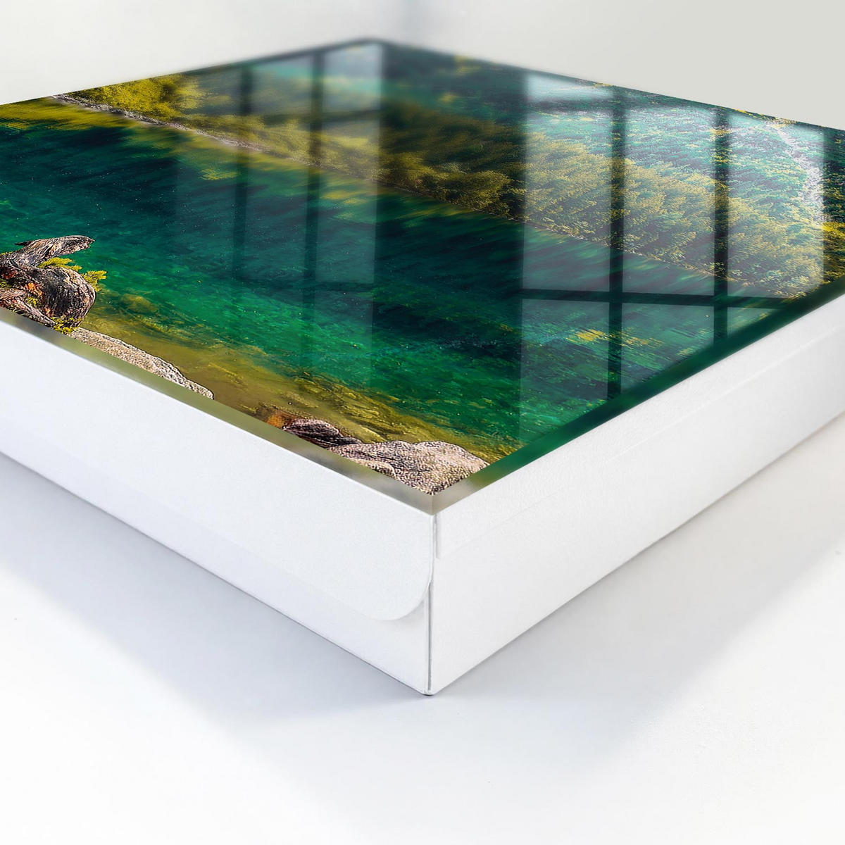 SCHLÜSSELBOX Weiß 30x30 cm – Türöffnung nach rechts - Bergidylle - Grün, Metall (30/30/5cm) - TULUP