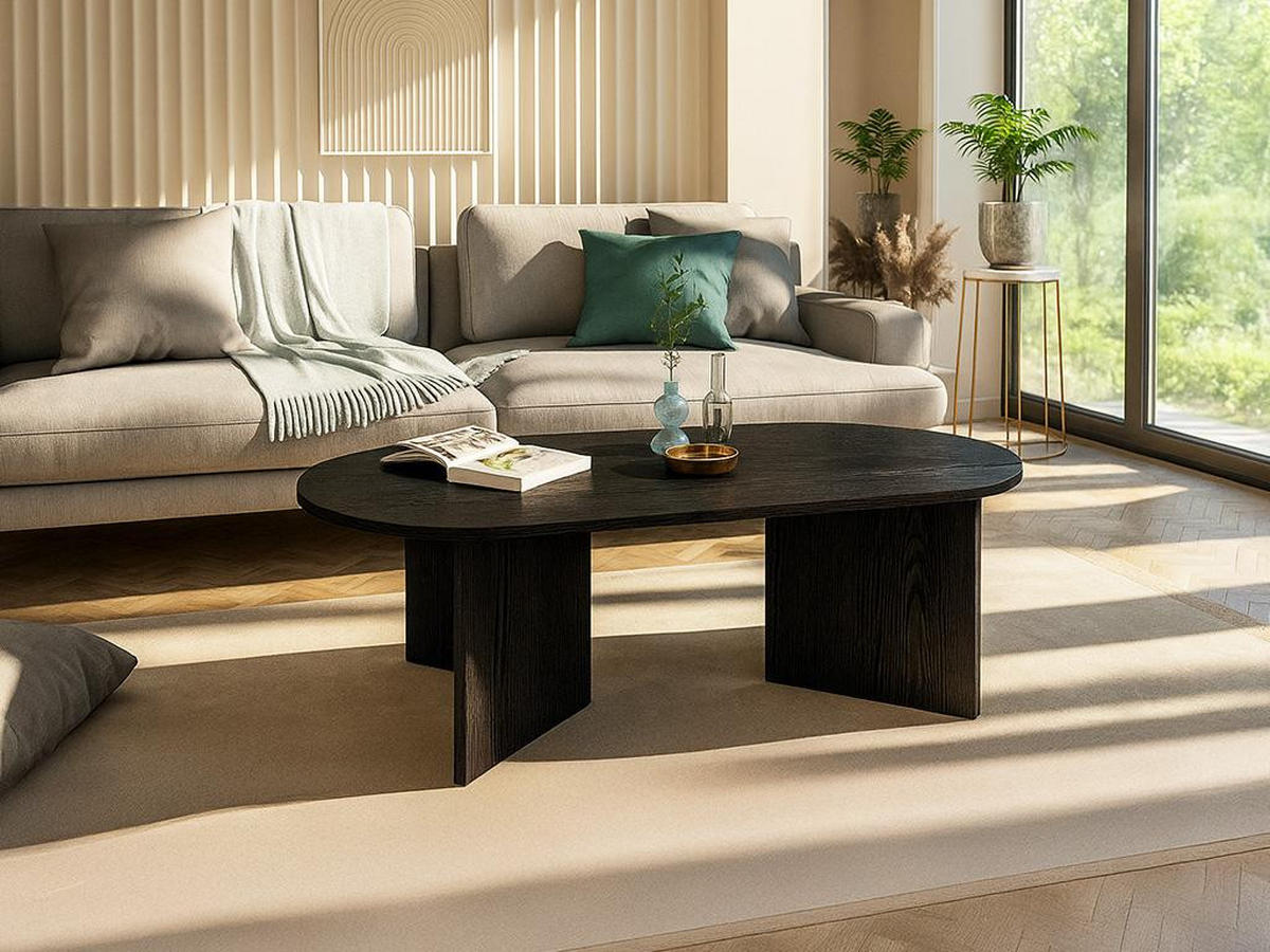 COUCHTISCH - Schwarz - TOPANIA - Schwarz, Holz (120/60/39.6cm) - Vente-Unique