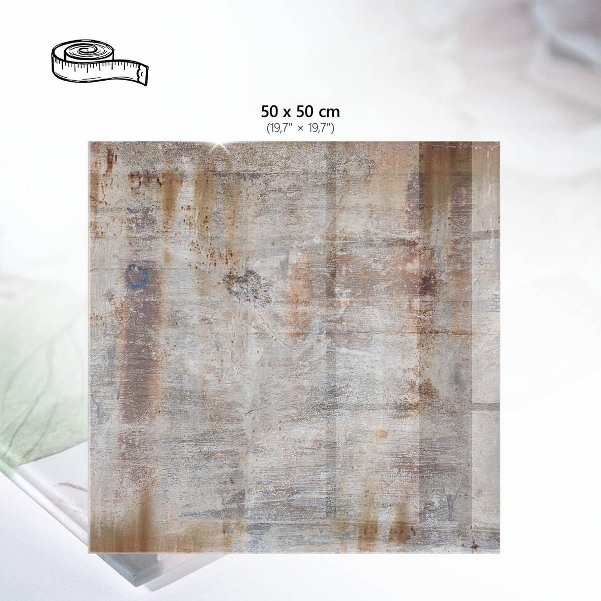 TISCHPLATTE 50x50 cm – Industrielle Abstraktion - Weiß, Glas (0.4/50/50cm) - Wallfluent