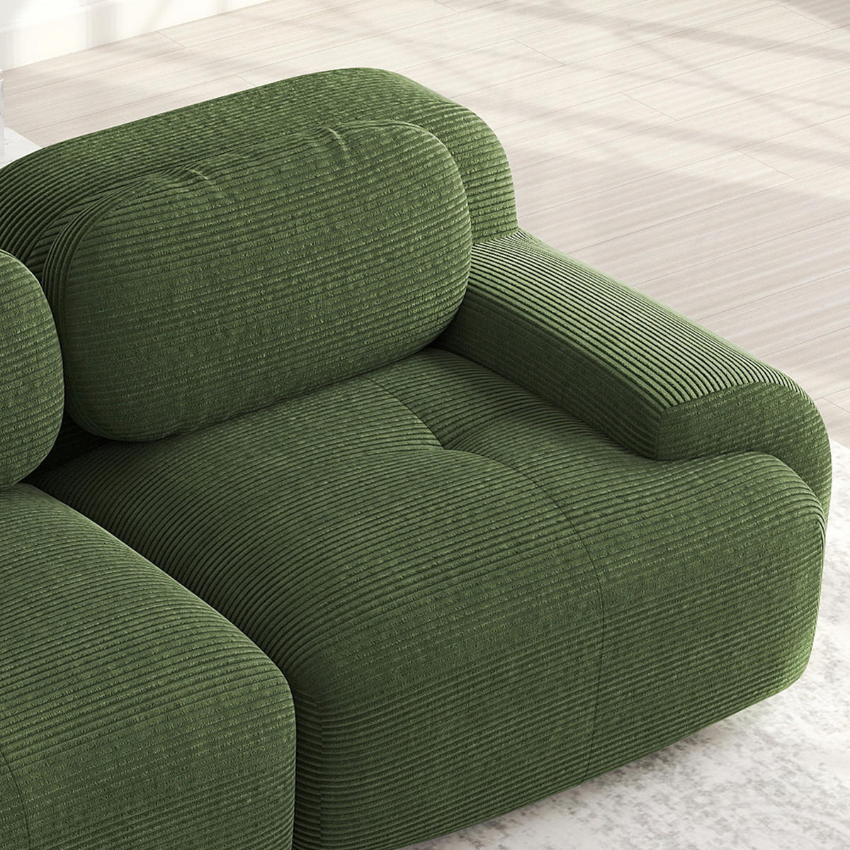 ECKSOFA 208/178/75 cm grün aus Cordstoff modular, rahmenlos und montagefrei - Grün, Textil (178/208cm) - OKWISH