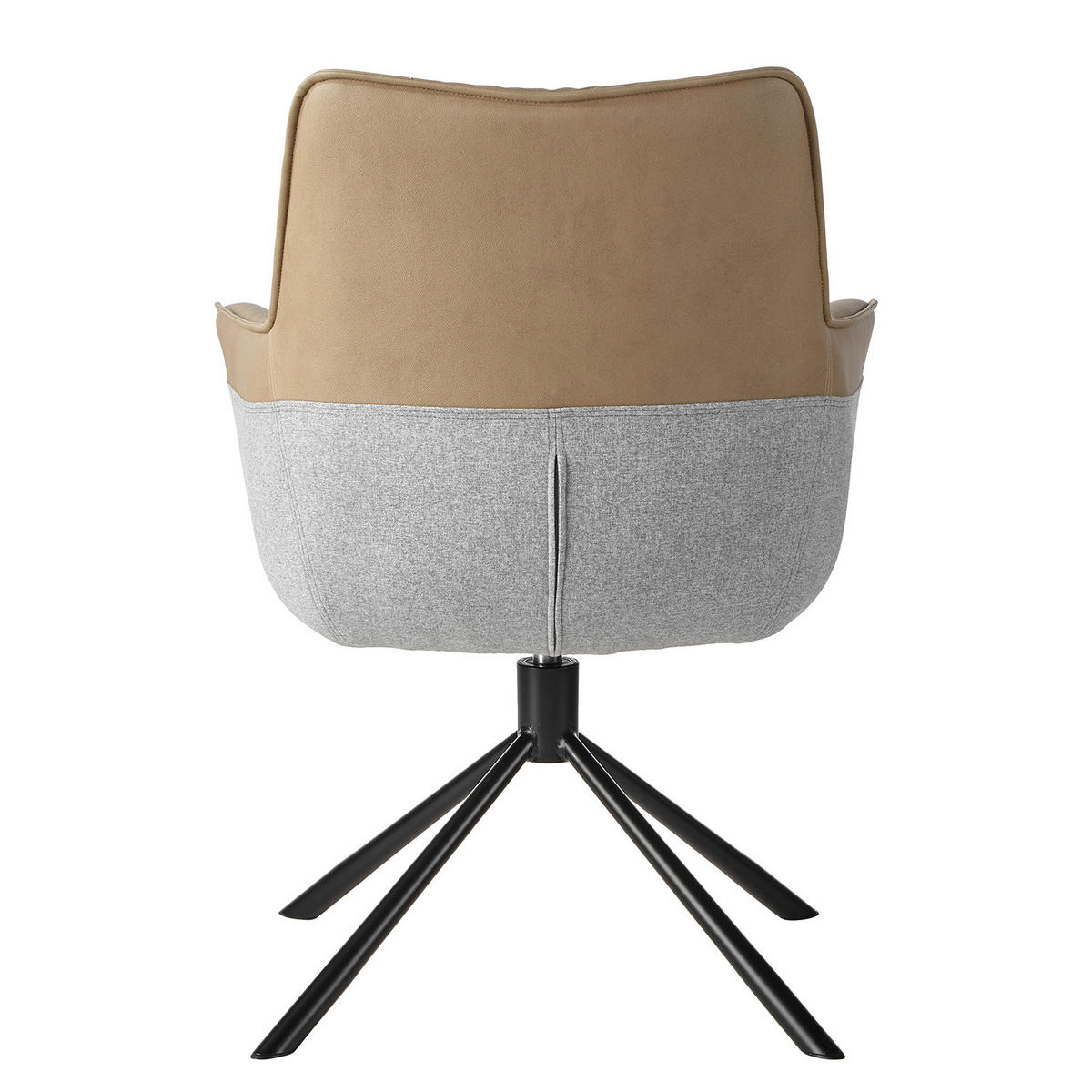 DREHBARER ARMLEHNENSTUHL - Cappuccino / Schwarz - Microfaser / Eisen - Cappuccino, Textil/Metall (60/92/64cm) - home24