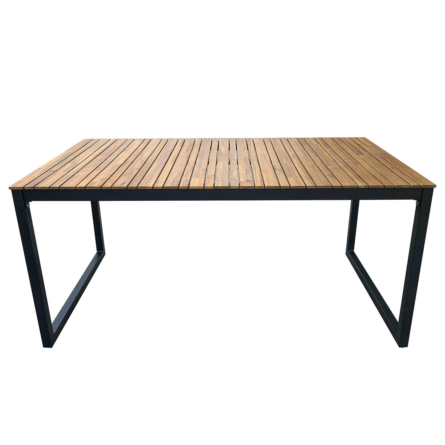 GARTENTISCH - Akazie massiv / Stahl - Braun / Schwarz - Schwarz/Akaziefarben, Holz/Metall (89/162/75cm) - home24