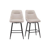 BARHOCKER drehbar 360° aus Stoff in Samtoptik beige und Metall H66 cm (2er-Set) ALESS - Beige, Textil (52.5/97/49.5cm) - Miliboo
