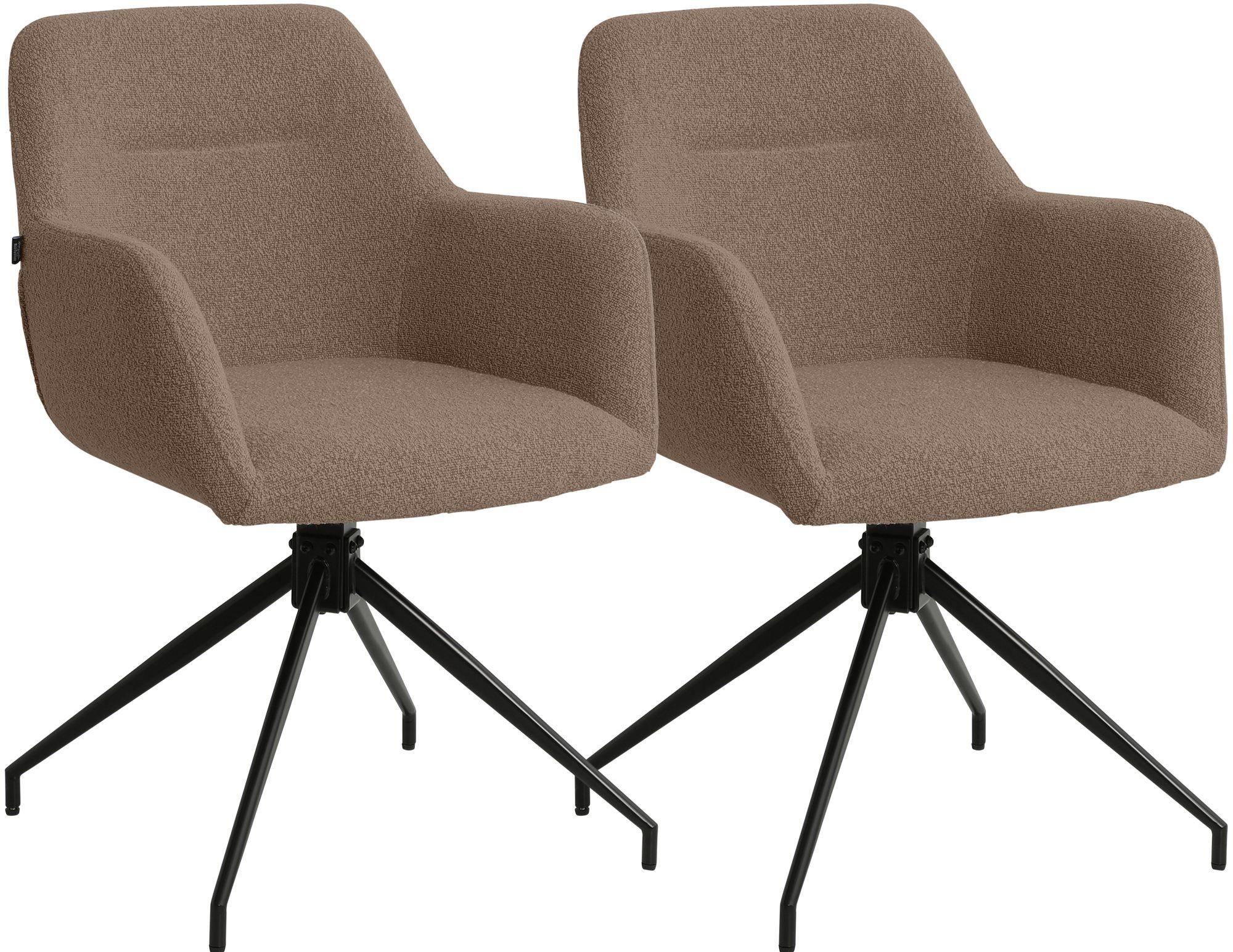 ESSZIMMERSTUHL 2 Stoff Braun - Schwarz/Braun, Textil/Metall (58/85/60cm) - CLP