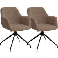 ESSZIMMERSTUHL 2 Stoff Braun - Schwarz/Braun, Textil/Metall (58/85/60cm) - CLP