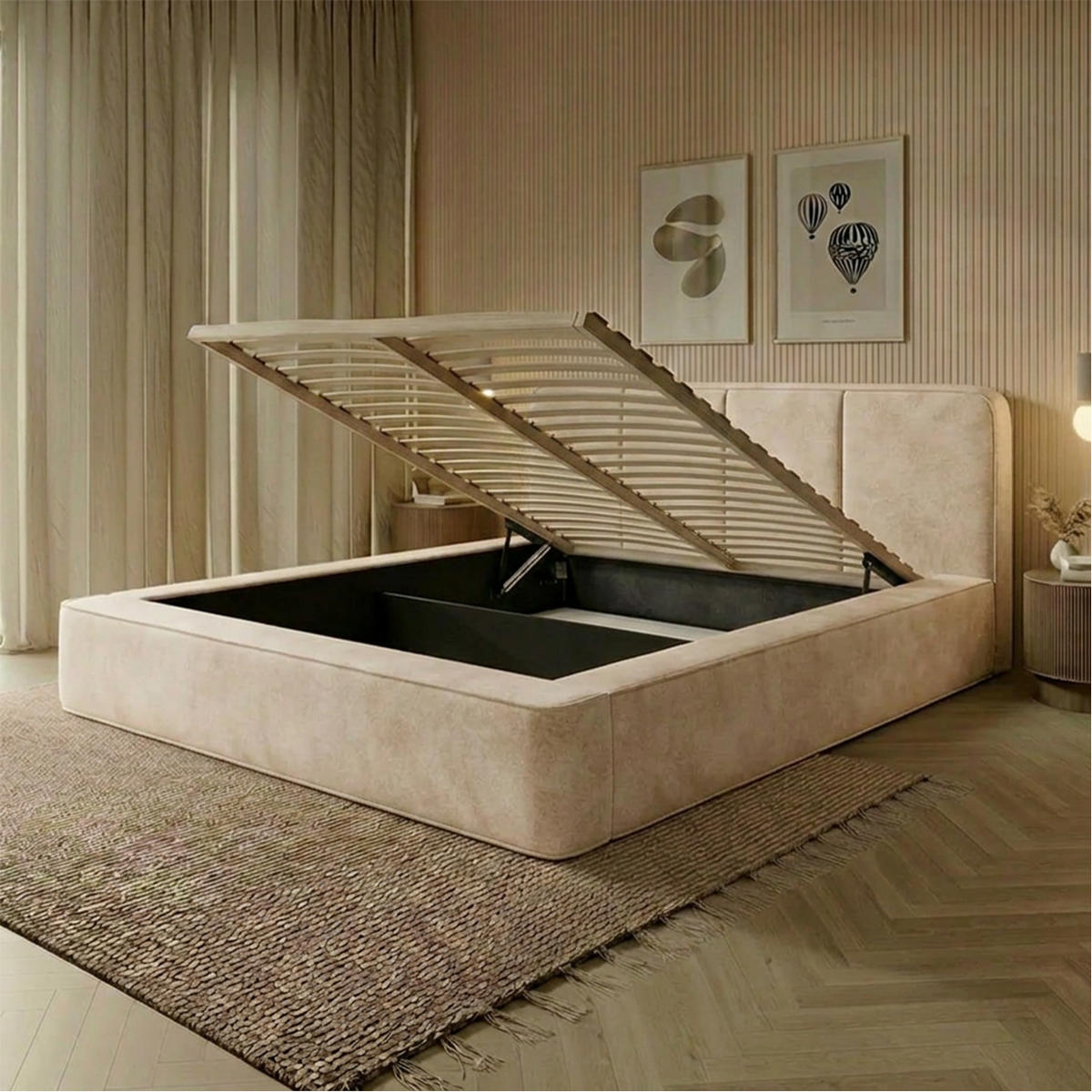 POLSTERBETT RANDELA 160x200 cm, Creme - Creme, Textil (200/160cm) - Fedve