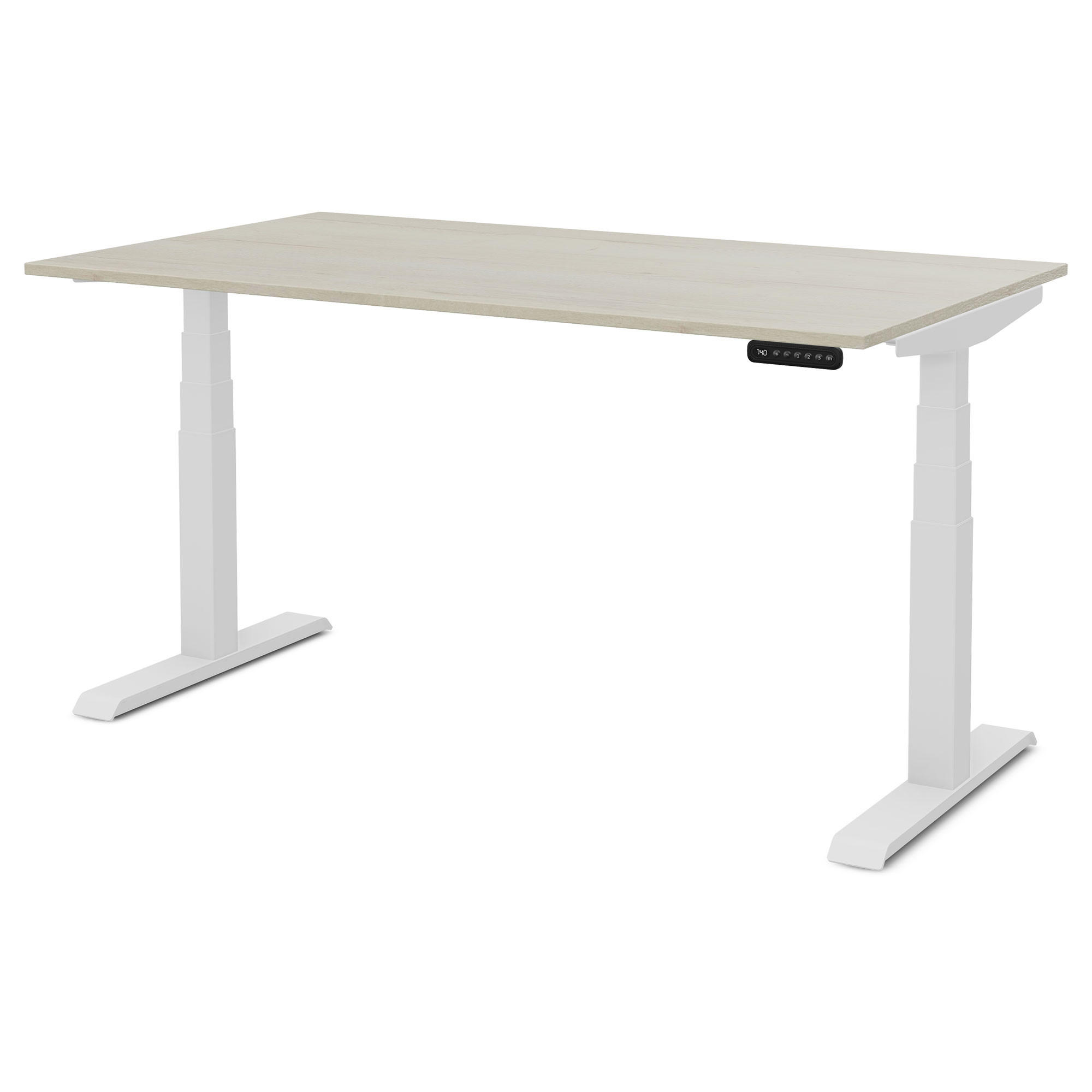 SCHREIBTISCH Elektrisch höhenverstellbarer Kinderschreibtisch JUNIOR Eiche Polar Signalweiß 140/80/52.5-121cm - Eiche Bianco/Weiß, Holzwerkstoff/Metall (80/140/121cm) - ASSMANN