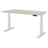 SCHREIBTISCH Elektrisch höhenverstellbarer Kinderschreibtisch JUNIOR Eiche Polar Signalweiß 140/80/52.5-121cm - Eiche Bianco/Weiß, Holzwerkstoff/Metall (80/140/121cm) - ASSMANN