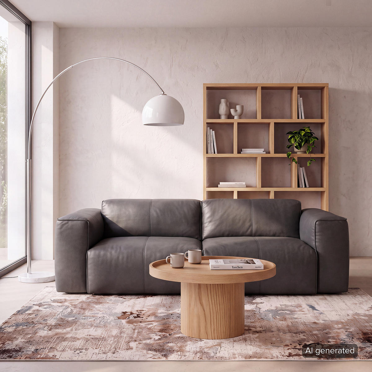 2-SITZER SOFA - Schwarz/Grau, Leder/Kunststoff (220/71/102cm) - home24
