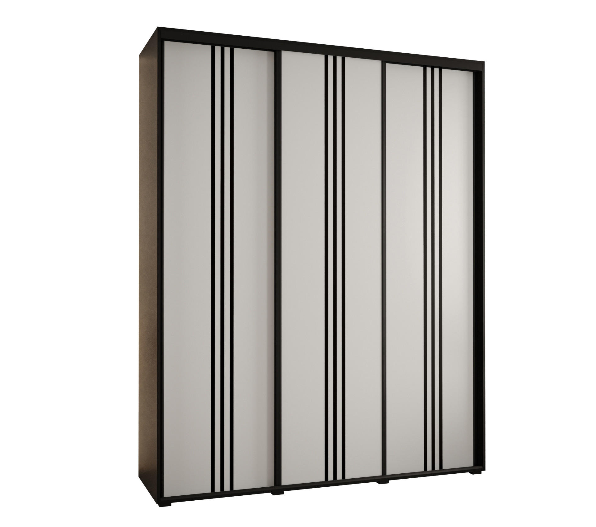 Abiks Möbel Schwebetürenschrank Schwarz, Weiß, Schwarz 200x235x45 cm