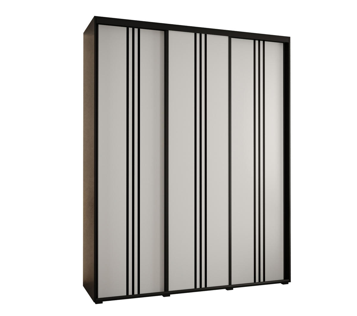 SCHWEBETÜRENSCHRANK 235,2/190/45 3-türig - Schwarz/Weiß, Holz/Metall (190/235/45cm) - Abiks Möbel