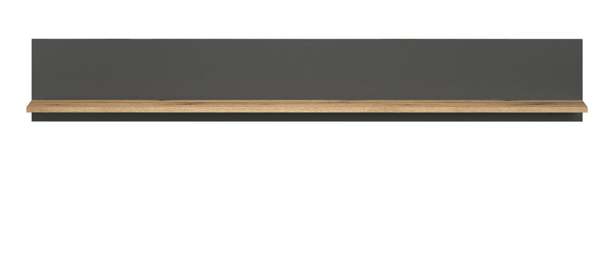 WANDBOARD grau, Evoke Eiche, Wandregal 167 x 25 cm - Eichefarben/Grau, Holzwerkstoff (167/25/18cm) - Top.Furn