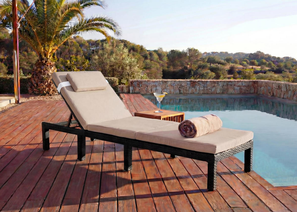 SONNENLIEGE Anthrazit, Cremeweiß - Anthrazit/Weiß, Kunststoff (60/71/198cm) - MCW