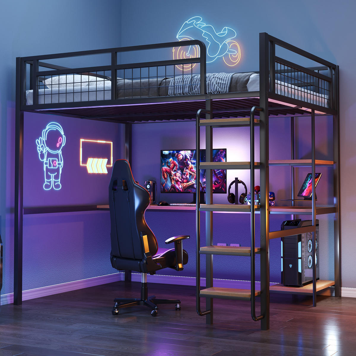 HOCHBETT 140x200 cm Metall Tisch Regal schwarz - Schwarz, Metall (140/200cm) - LEBENLANG