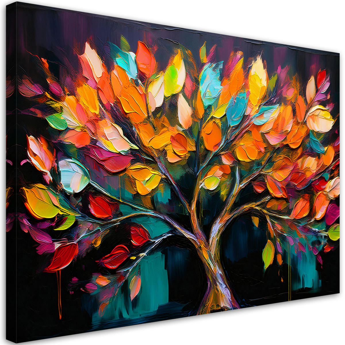 WANDBILD bunte baumblätter bemalt - Multicolor, Textil (60/40cm) - Feeby