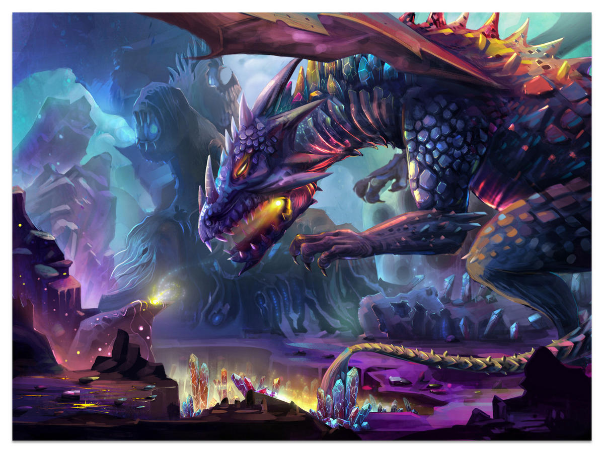 FOTOTAPETE für Jugendzimmer Fantastischer Drache Magische Welt Fantasy 450x315 - Türkis/Violett, Papier (450/315cm) - Muralo