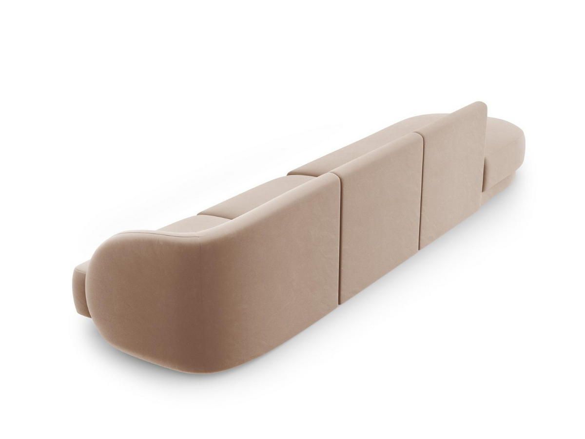 LINKES-SOFA Miley aus Samt cappuccino 4 Sitzplätze - Cappuccino, Textil (90/70/323cm) - Micadoni