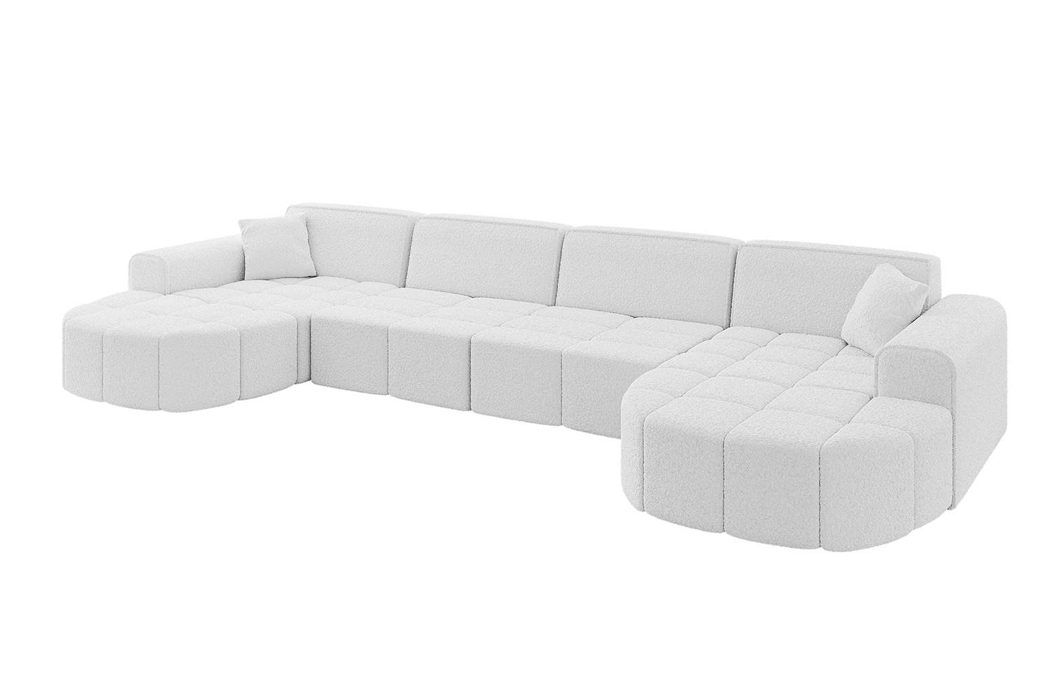 WOHNLANDSCHAFT LIVO-U2 - 400x173x79,5 cm Weiß - Weiß, Holzwerkstoff/Textil (400/79/173cm) - ALTDECOR