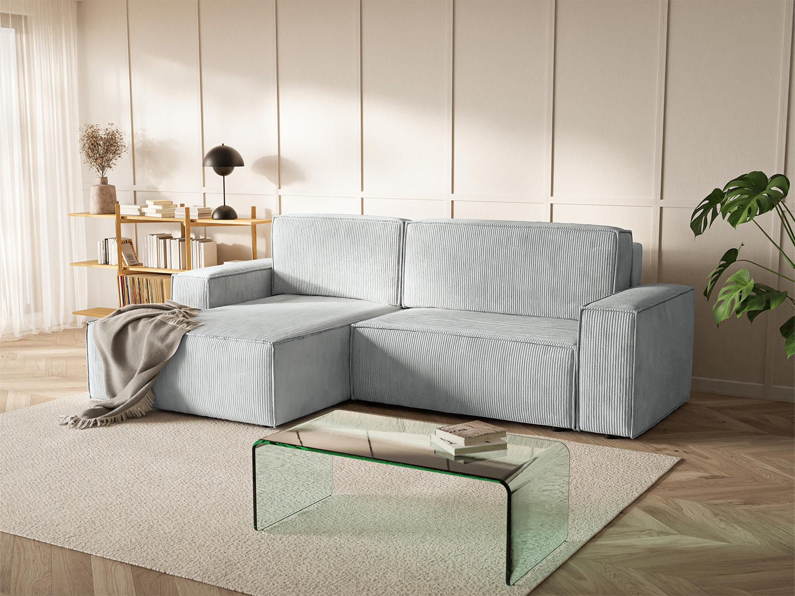 ECKSOFA Kokko mit Schlaffunktion, Blaugrau - Blaugrau, Textil (267/167cm) - Fedve