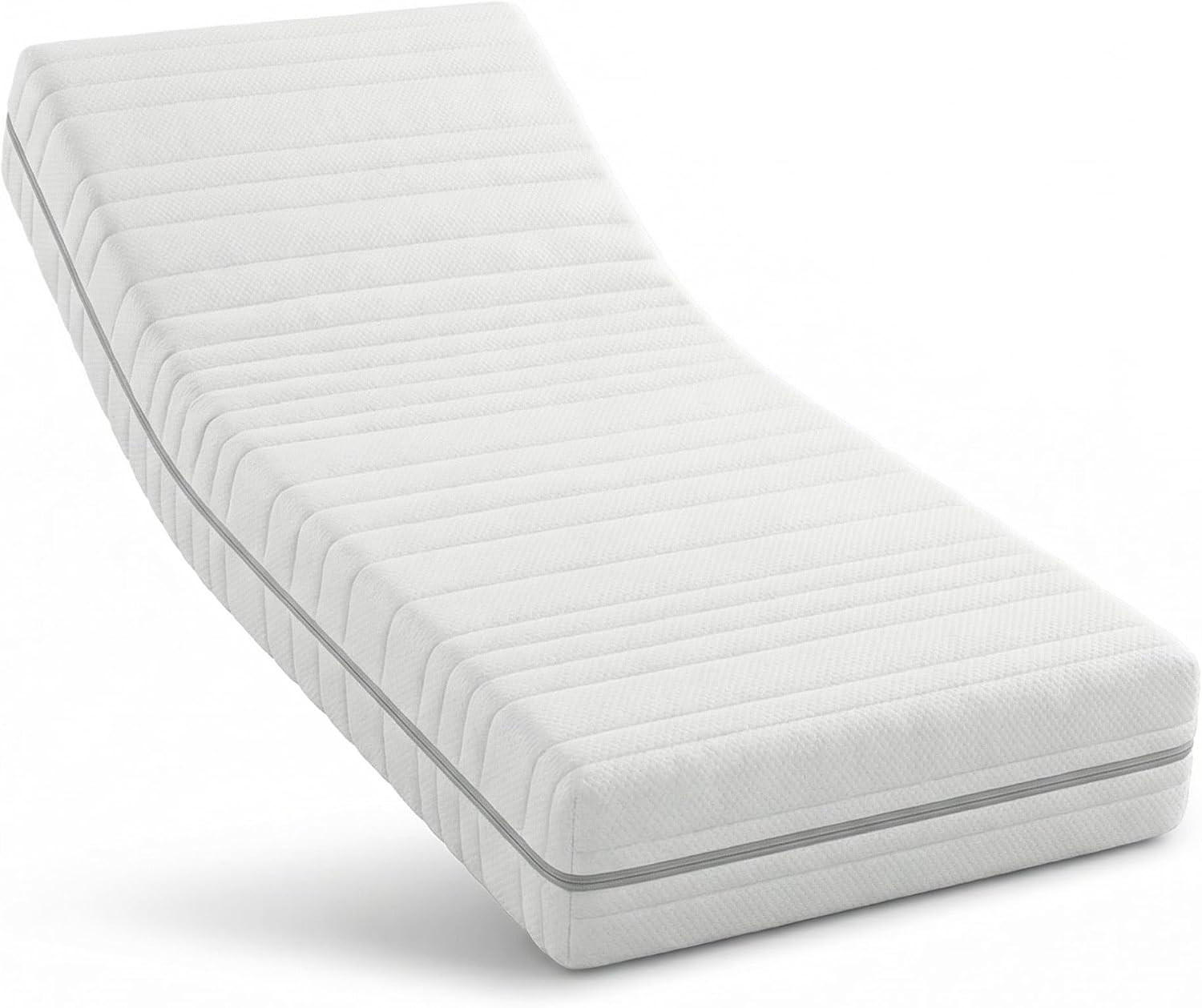 KALTSCHAUMMATRATZE 100x200 cm – 25 cm Komforthöhe – 7 Zonen – H2 H3 - Weiß, Textil (100/200cm) - Schlaftroll