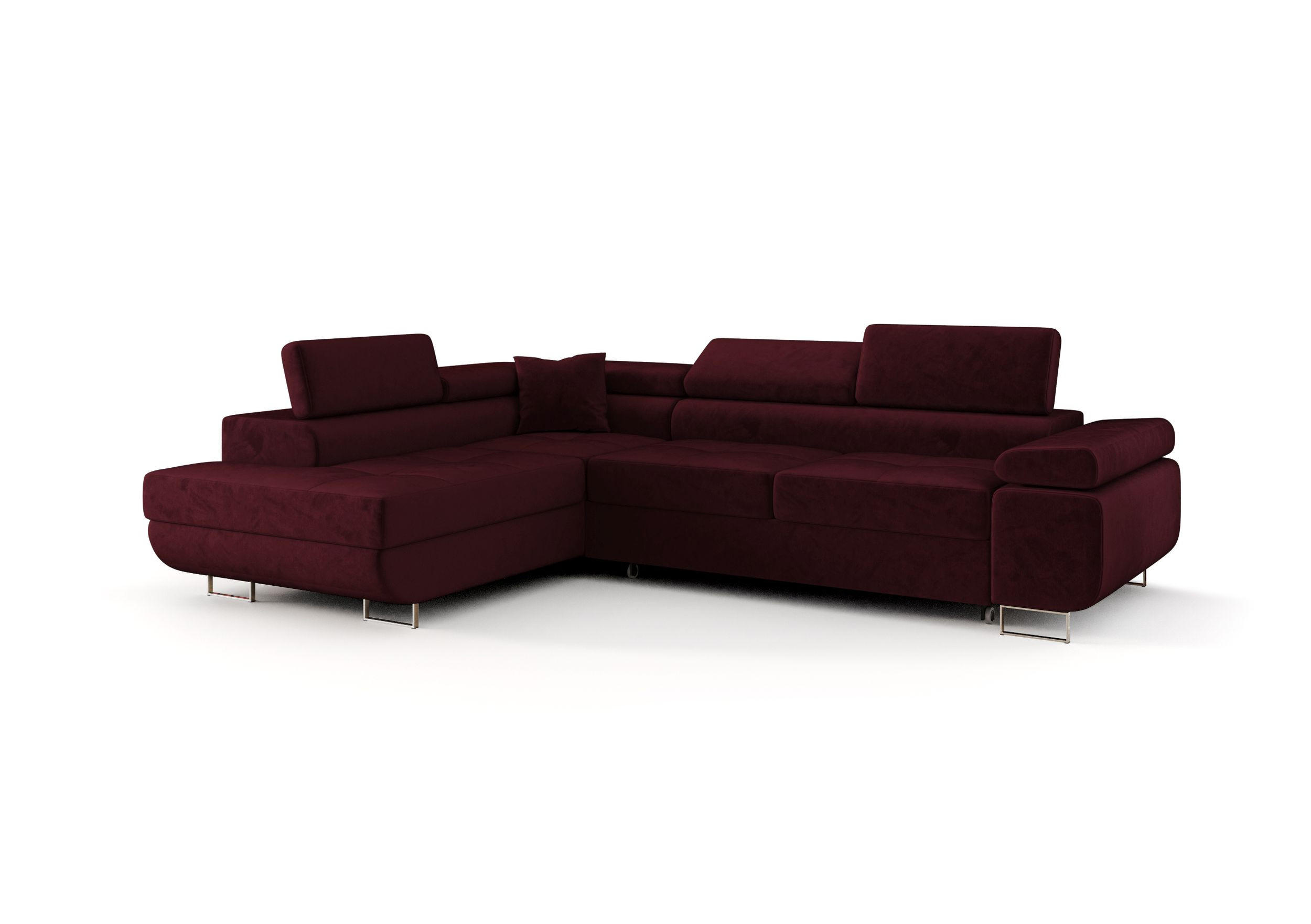 ECKSOFA EMILY mit Schlaffunktion Monolith 69 Links - Bordeaux, Textil (275/200cm) - Bedante