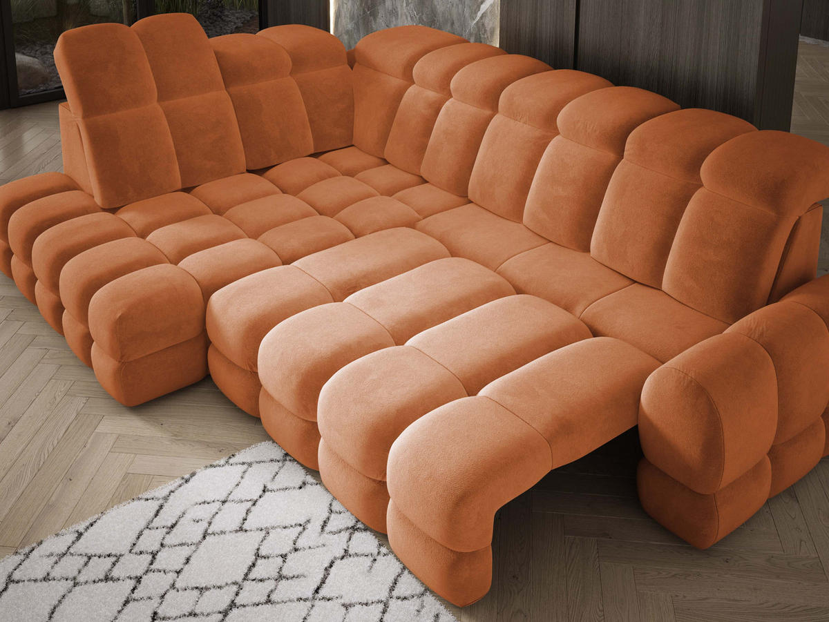 ECKSOFA TOLLO Salvador-stoff L-form 302x217x105 cm orange - Orange, Holz/Textil (302/217cm) - DomoHome