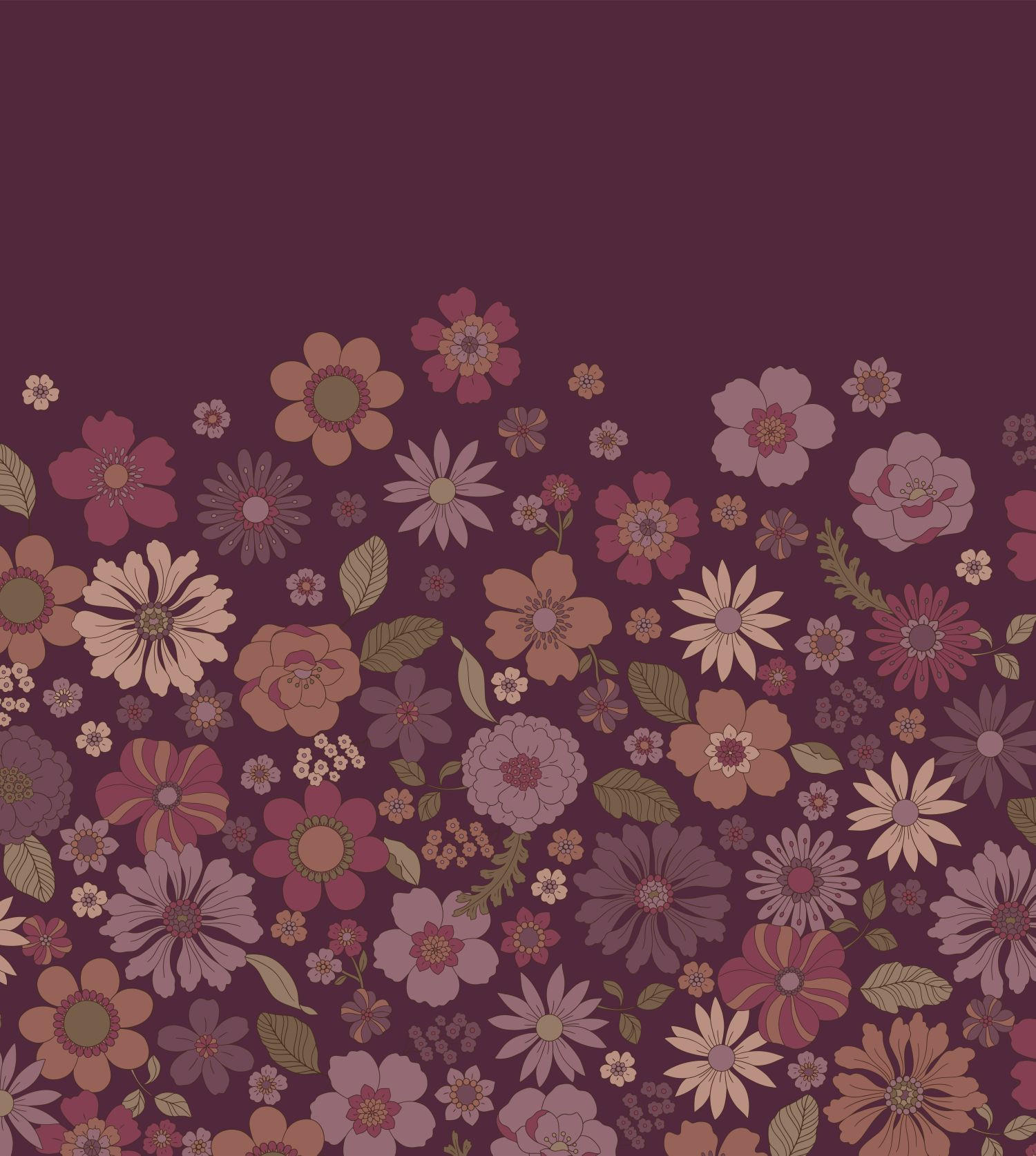 FOTOTAPETE Retro Blumen 2.5 x 2.79 m - Lila, Papier (250/279cm) - ESTAhome