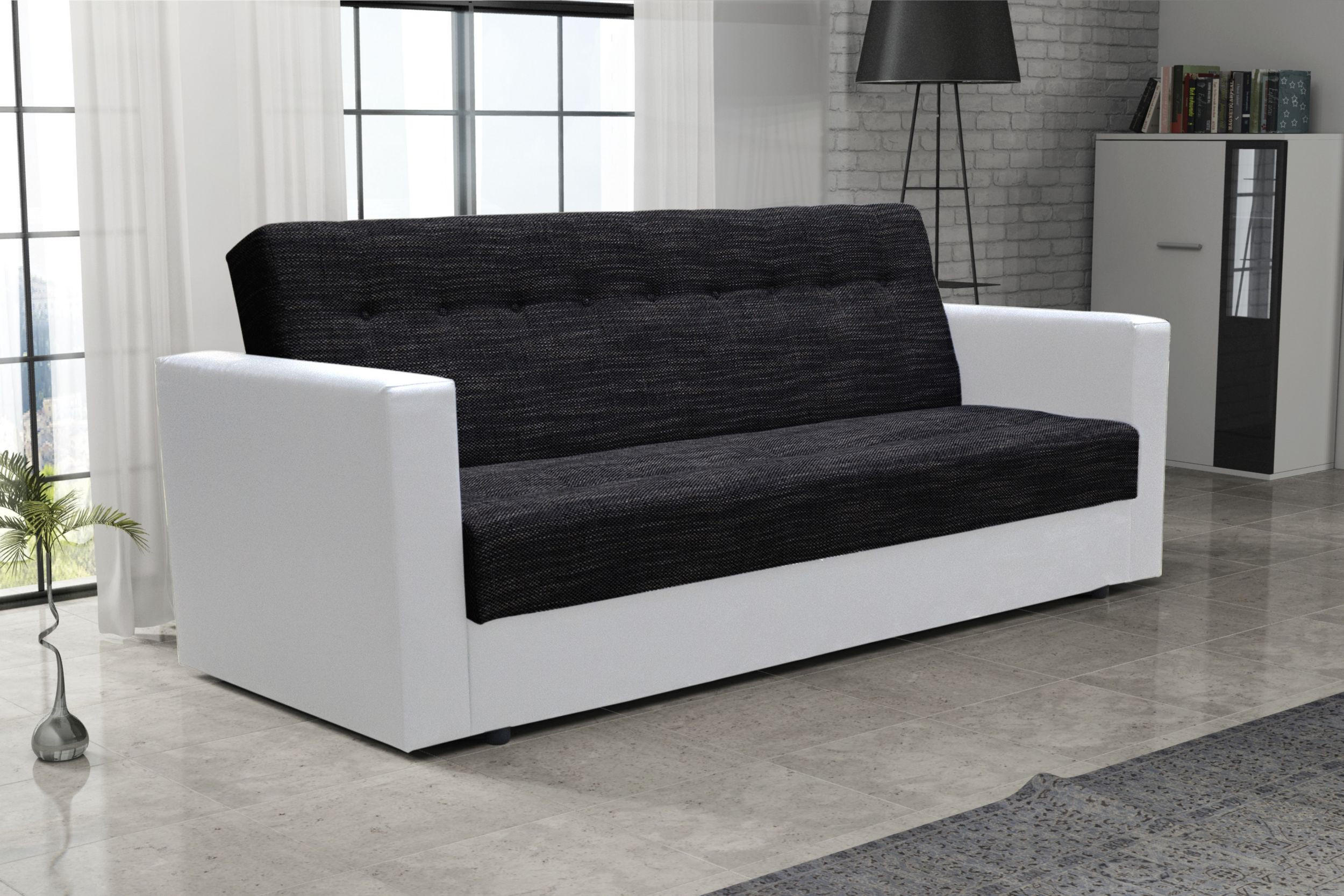 SOFA WIND mit Schlaffunktion KORNET10+DOLARO511 mit Stauraum - Weiß, Textil (87/95/216cm) - Bedante