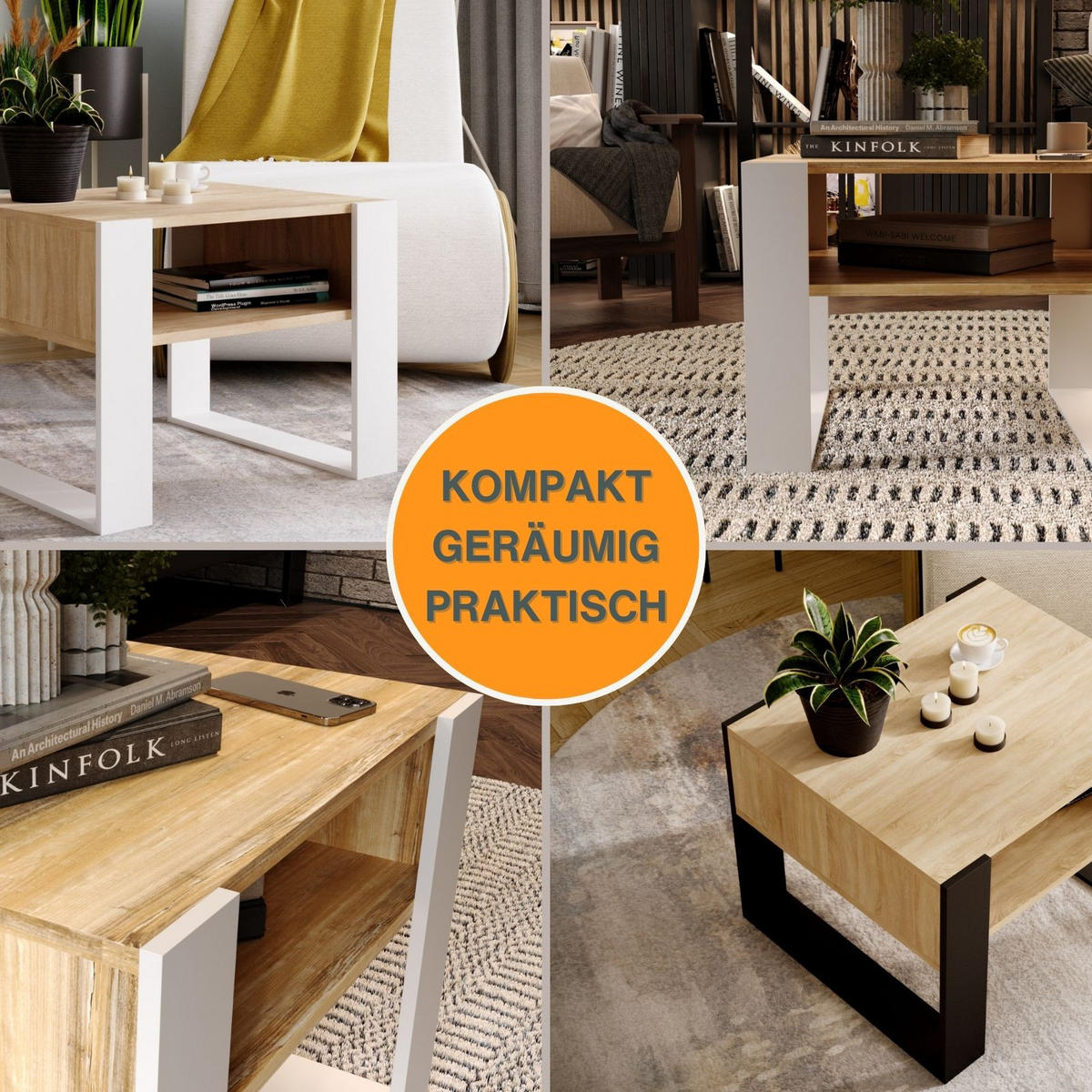 COUCHTISCH Karo65 65/45/53,6 - Eichefarben/Weiß, Holzwerkstoff (53/65/45cm) - RAUMHIRSCH FURNITURE