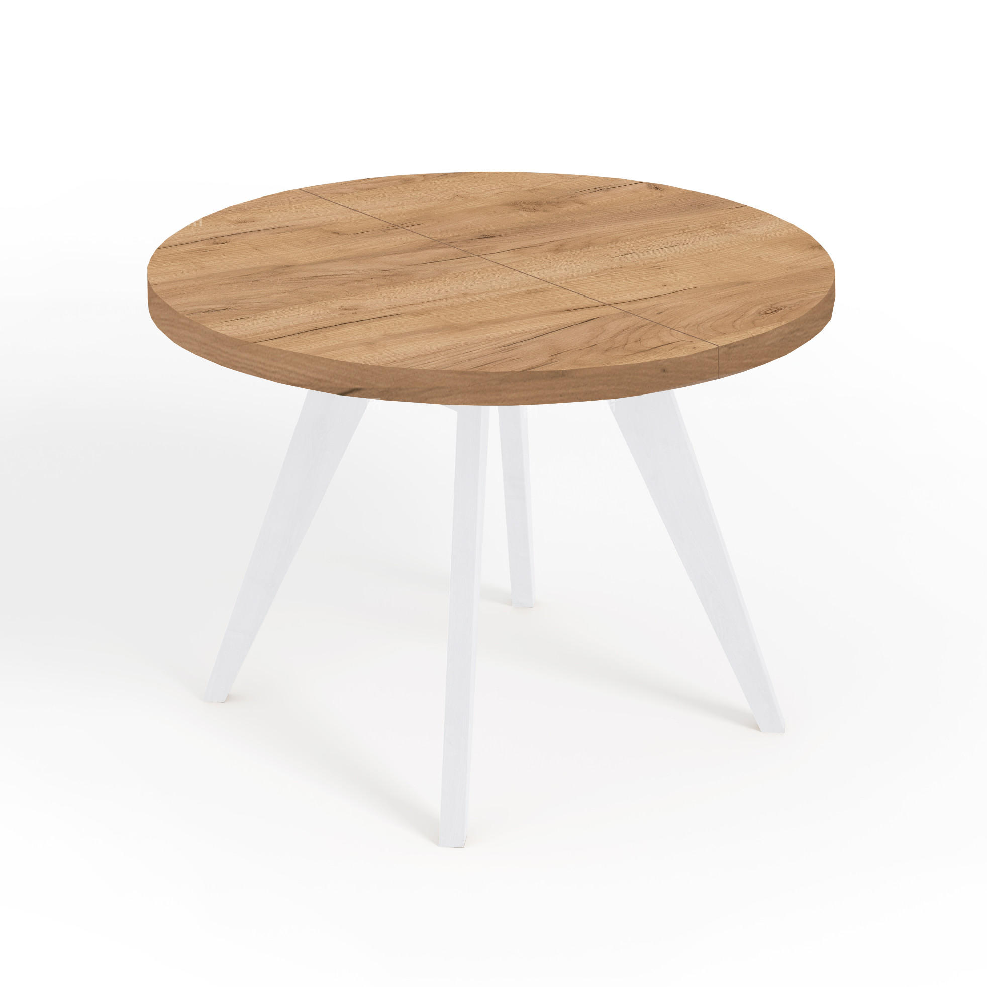 ESSTISCH LORA, Durchmesser: 110 / 210 cm Eiche Craft Golden / Weiß - Eichefarben/Weiß, Holz (110/210/76cm) - Dekori_Interiors