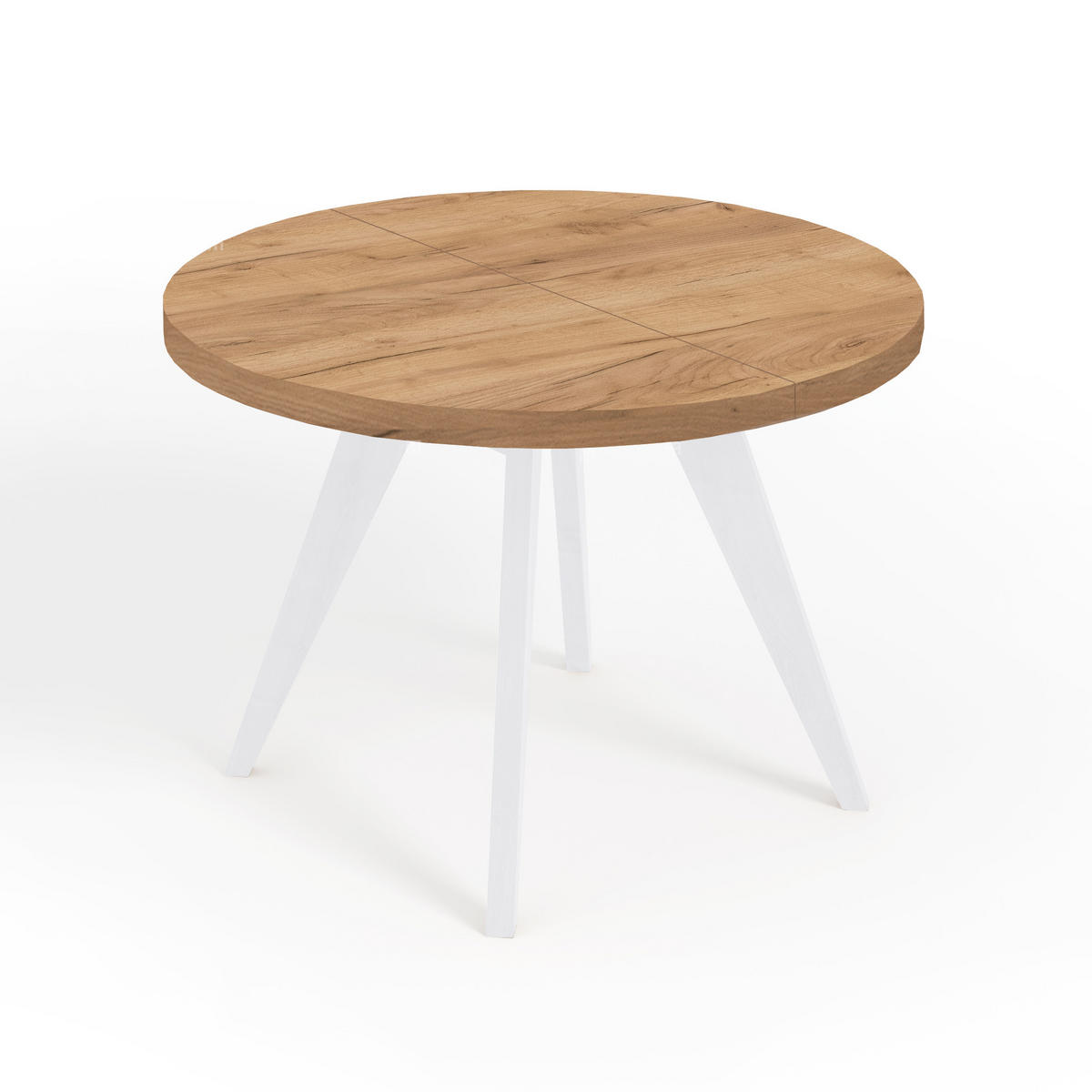 ESSTISCH LORA, Durchmesser: 110 / 210 cm Eiche Craft Golden / Weiß - Eichefarben/Weiß, Holz (110/210/76cm) - Dekori_Interiors