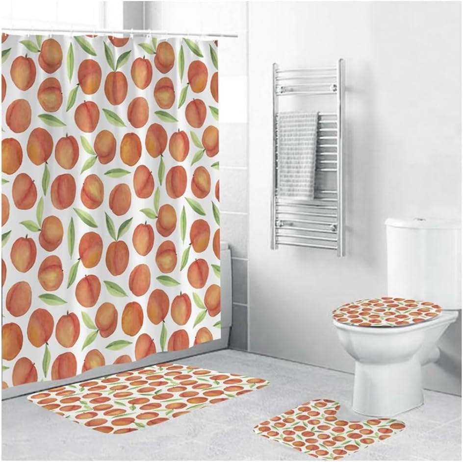 DUSCHVORHANG Set Badezimmer mit Bodenmatte - Rot, Textil (180/180cm) - MCBOSON