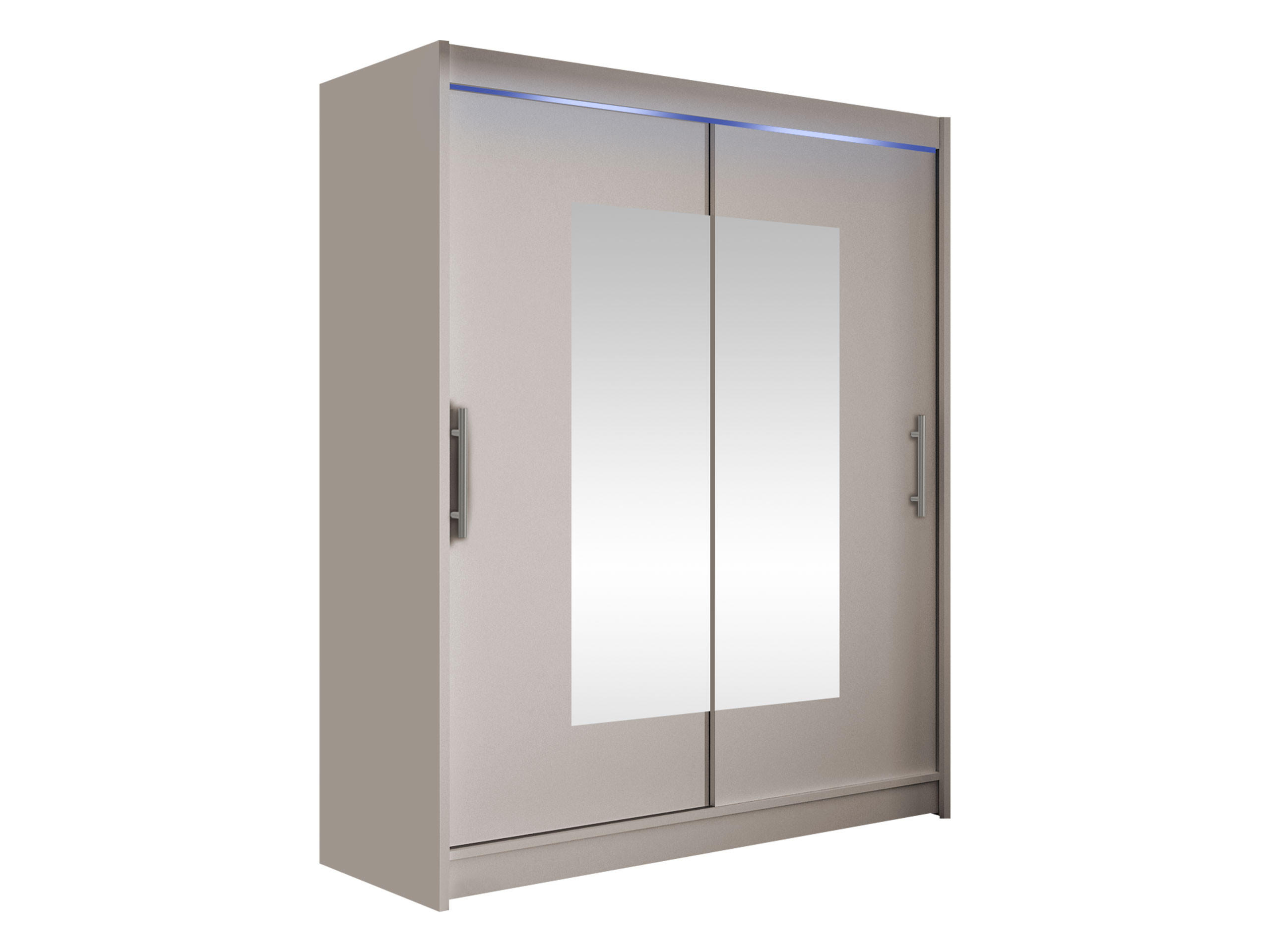 SCHWEBETÜRENSCHRANK Westa III, mit RGB LED Beleuchtung - Kaschmir/Silberfarben, Holzwerkstoff/Metall (150/200/58cm) - MIRJAN24