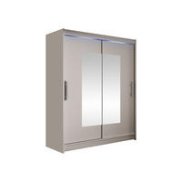SCHWEBETÜRENSCHRANK Westa III, mit RGB LED Beleuchtung - Kaschmir/Silberfarben, Holzwerkstoff/Metall (150/200/58cm) - MIRJAN24