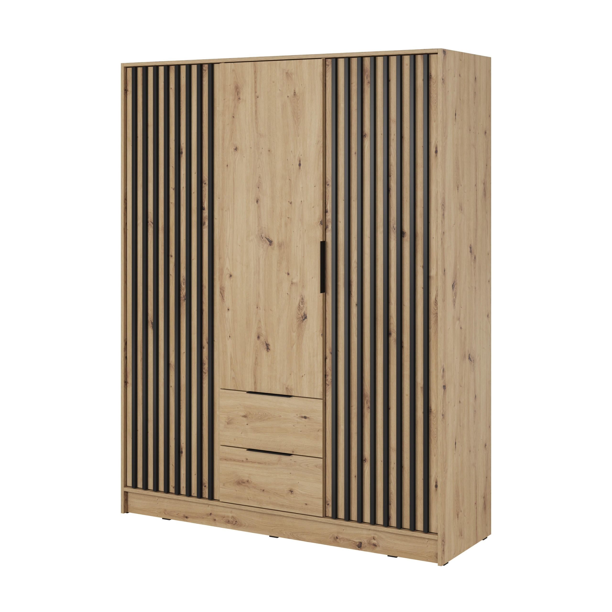 DREHTÜRENSCHRANK NELIANA 155/200/51 cm 3-türig Eiche Artisan - Eiche Artisan, Holzwerkstoff (155/200/51cm) - MASSENO