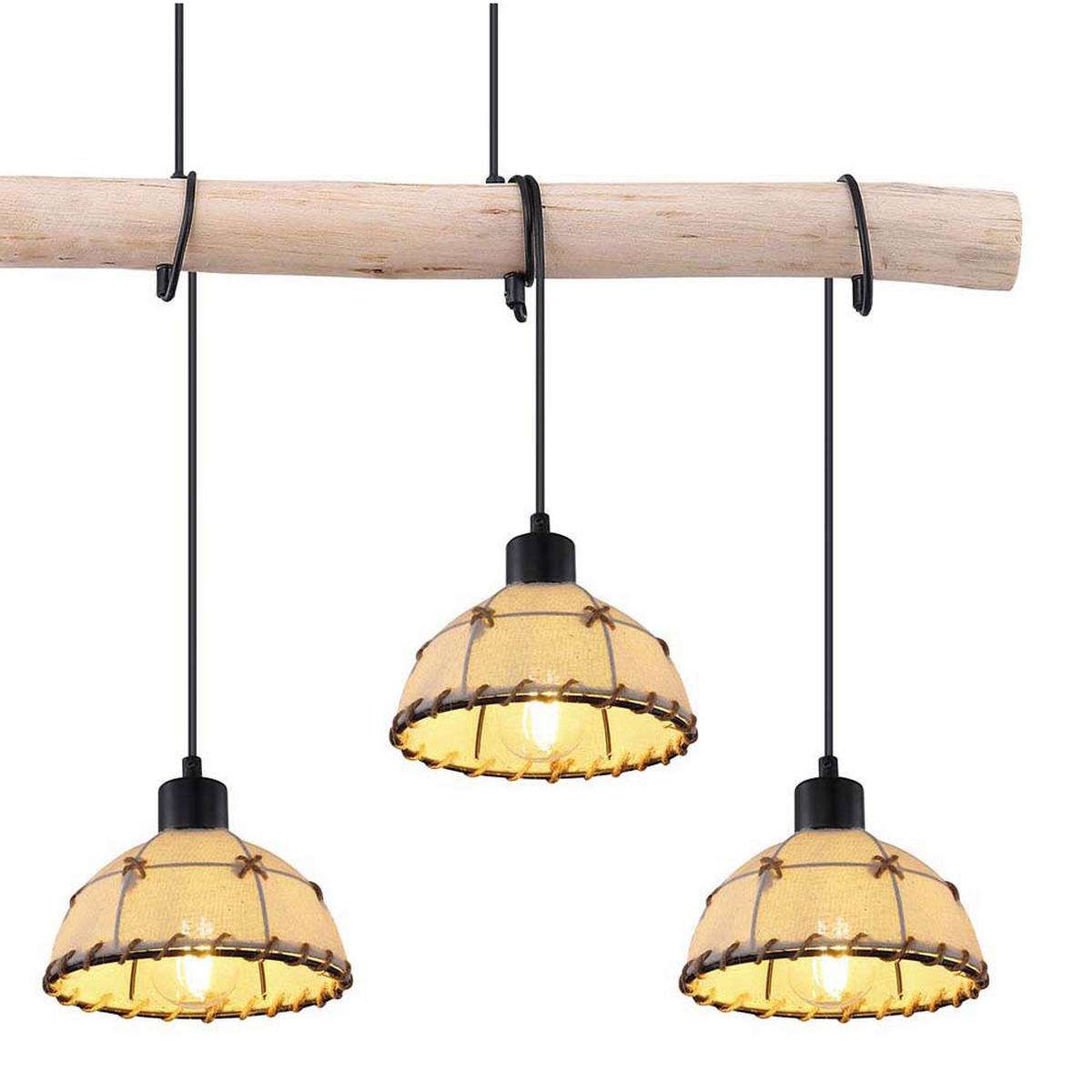 LED HÄNGELEUCHTE Textil Beige Hanfseil Schwarz - Beige, Metall (85/18/120cm) - Globo Lighting