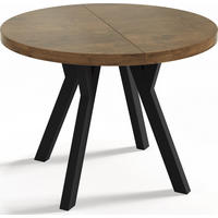 ESSTISCH Twixy runder ausziehbarer, Lefkas Eiche 100-150/100/76 cm - Alteiche/Schwarz, Holz/Holzwerkstoff (100/100/76cm) - WFL GROUP