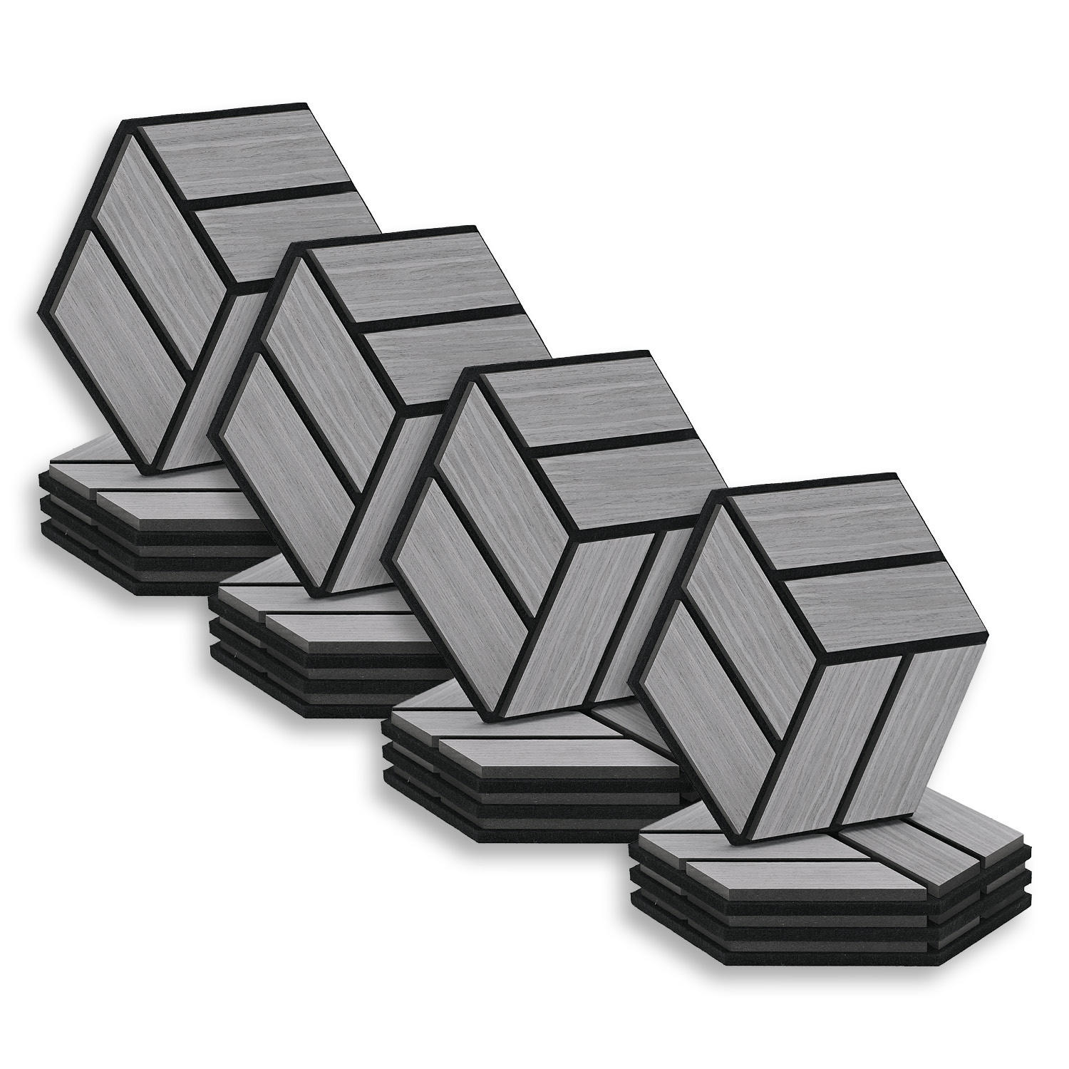 AKUSTIKPANEEL Hexagon Grau 16 Stück - Grau, Holz (30/26/2cm) - Homestyle4u