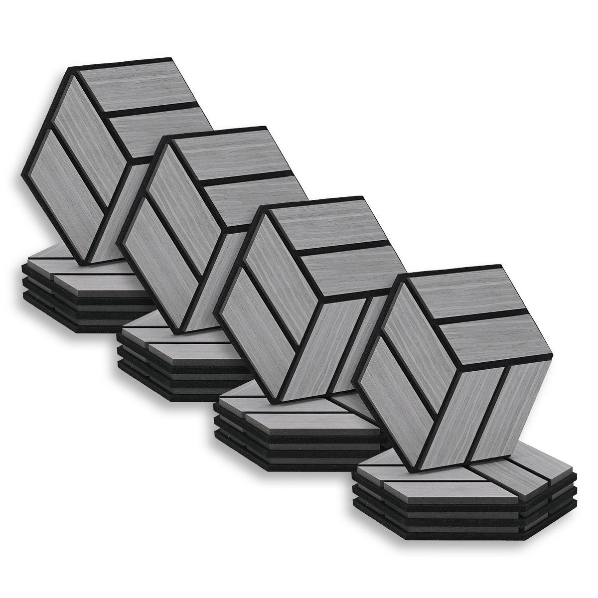 AKUSTIKPANEEL Hexagon Grau 16 Stück - Grau, Holz (30/26/2cm) - Homestyle4u