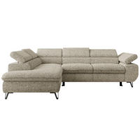 ECKSOFA PABLO L Beige Struktur - Links Seite mit Visco Topper - Beige/Schwarz, Textil/Metall (208/273cm) - MKS