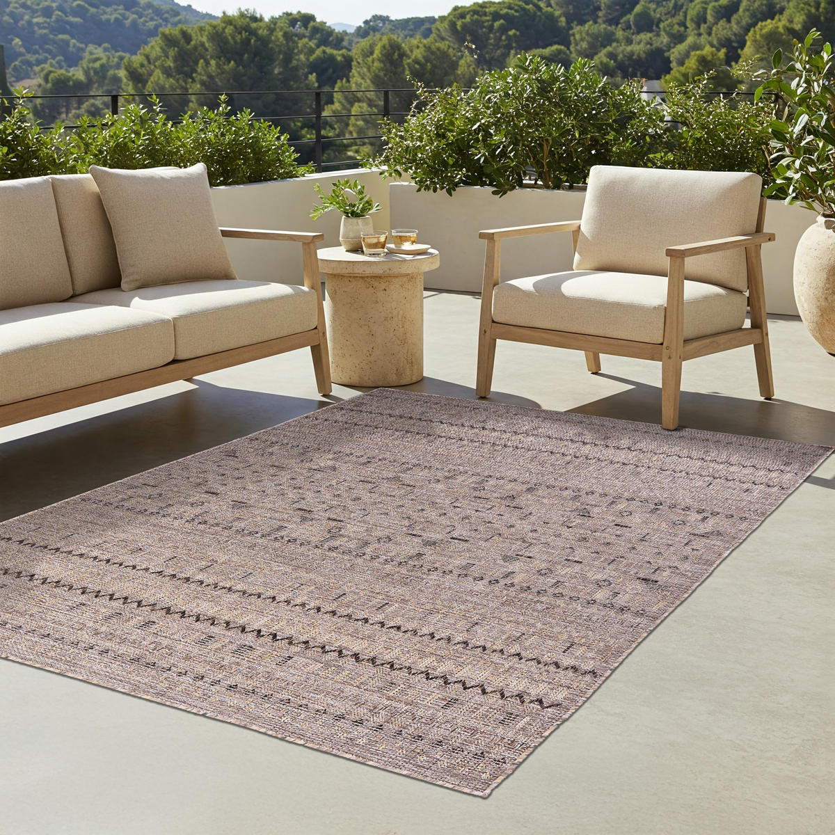 TEPPICH YUCANA Braun Outdoor Flachgewebe 200/300 cm - Braun, Textil (200/300cm) - Tapiso