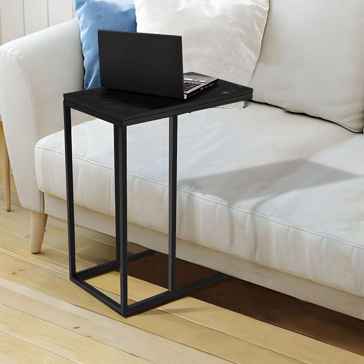 BEISTELLTISCH C Form TIVO Schwarz - Schwarz, Metall (40/30/66cm) - Mat-Haus