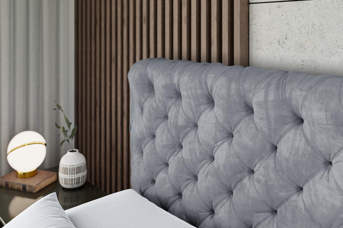 BOXBETT mit Matratze H4 und Lattenrost - BOXI8 - 180x200 cm - H4 - Grau - Grau, Holzwerkstoff (180/200cm) - ALTDECOR